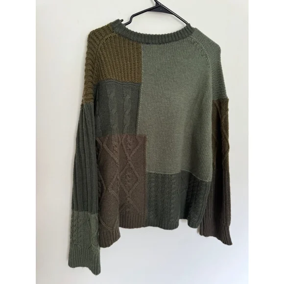 Women's Abel Green Brown Patchwork Sweater Size M - Picture 8 of 12